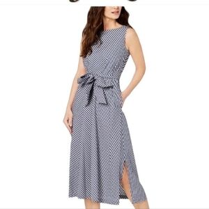 💥Anne Klein Midi Blue/white Ginham Dress